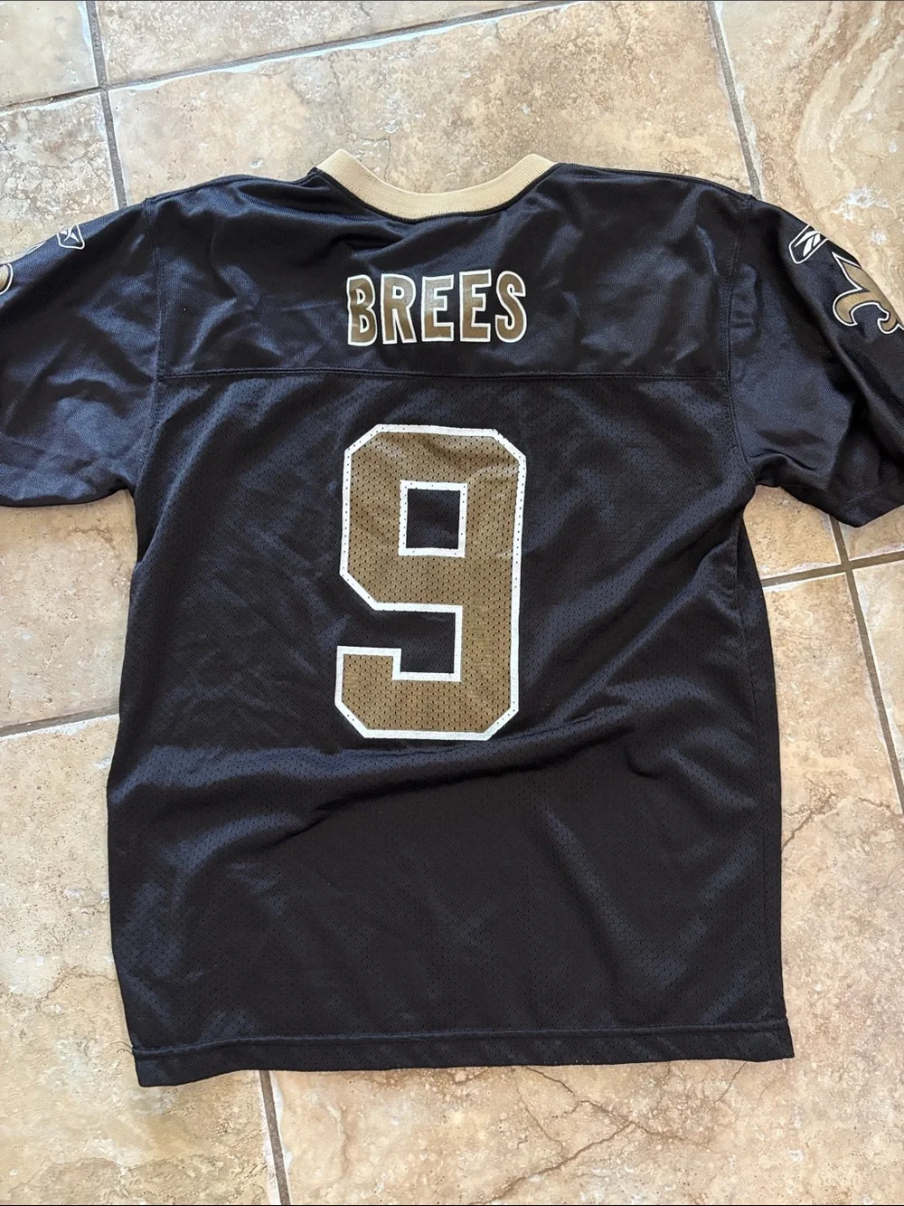 Reebok Black and Gold #9 Brees Football Jersey